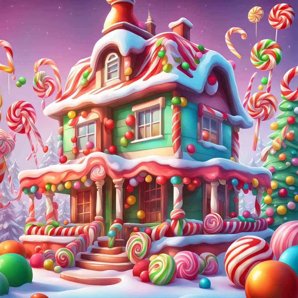 Christmas House in Candy Art Style