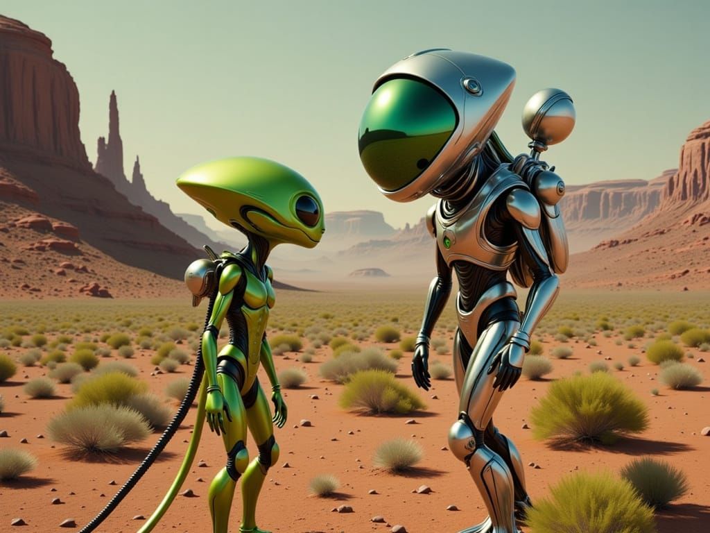 Alien Encounter in a Futuristic Landscape