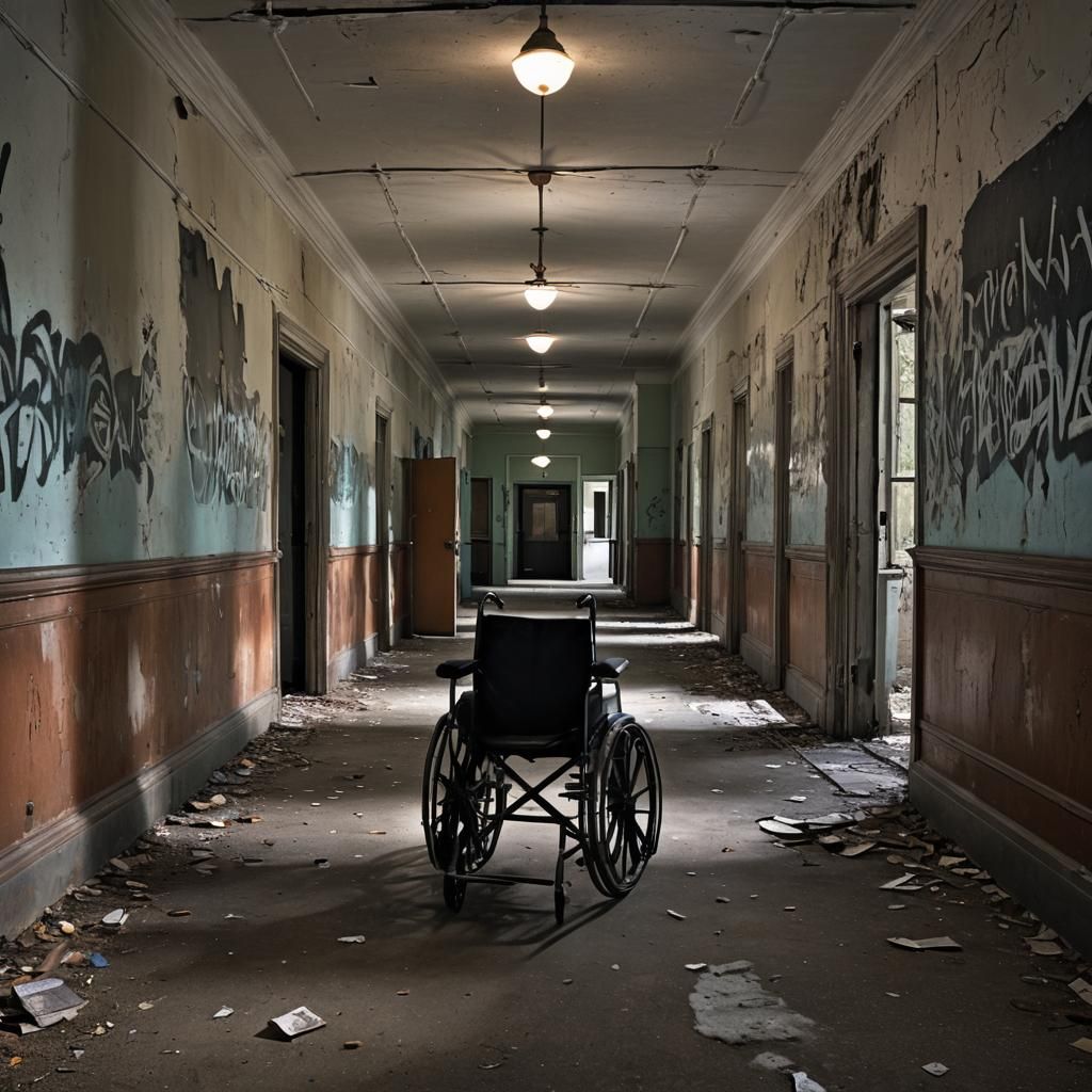 Eerie Abandoned Asylum with Flickering Lights