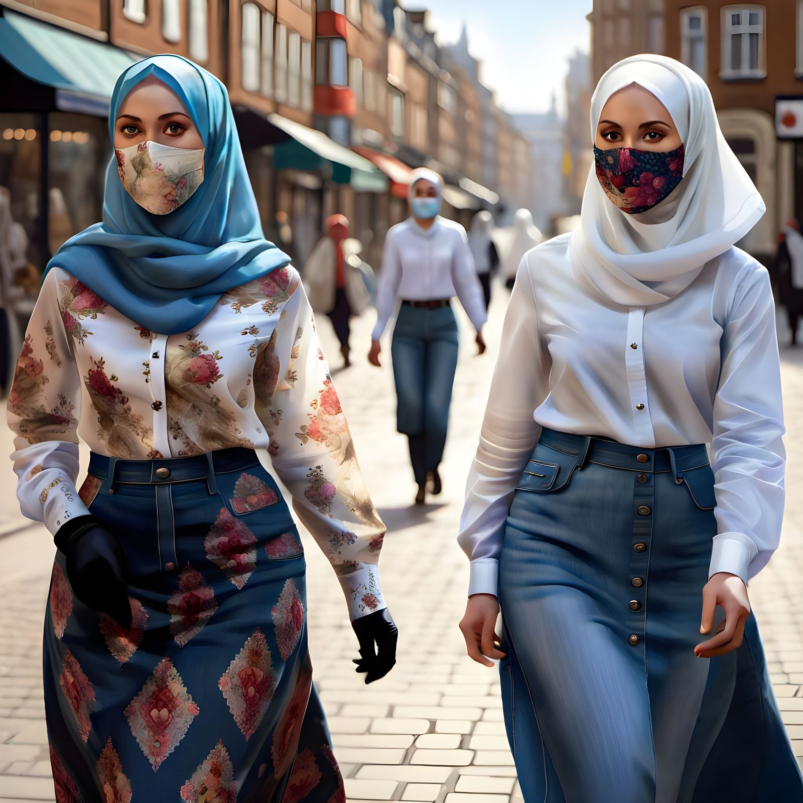 Detailed Portrait of Curvy Women in City