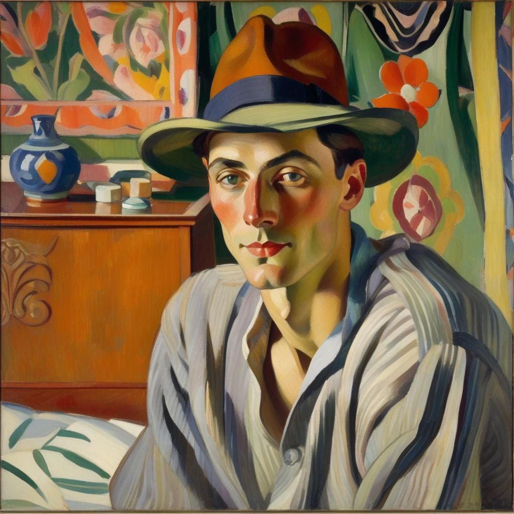 Shirtless Spy in Bloomsbury Style Portrait