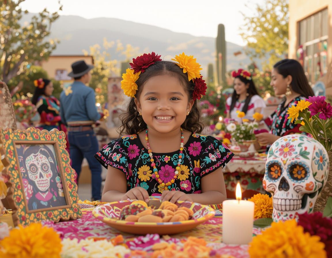 Black Girl Celebrates Day of the Dead in Vibrant Graffiti Ar...