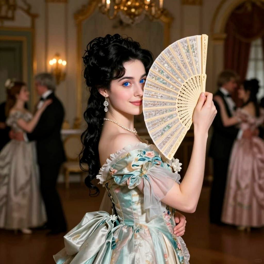 Regency Ball: Elegant Woman with Fan