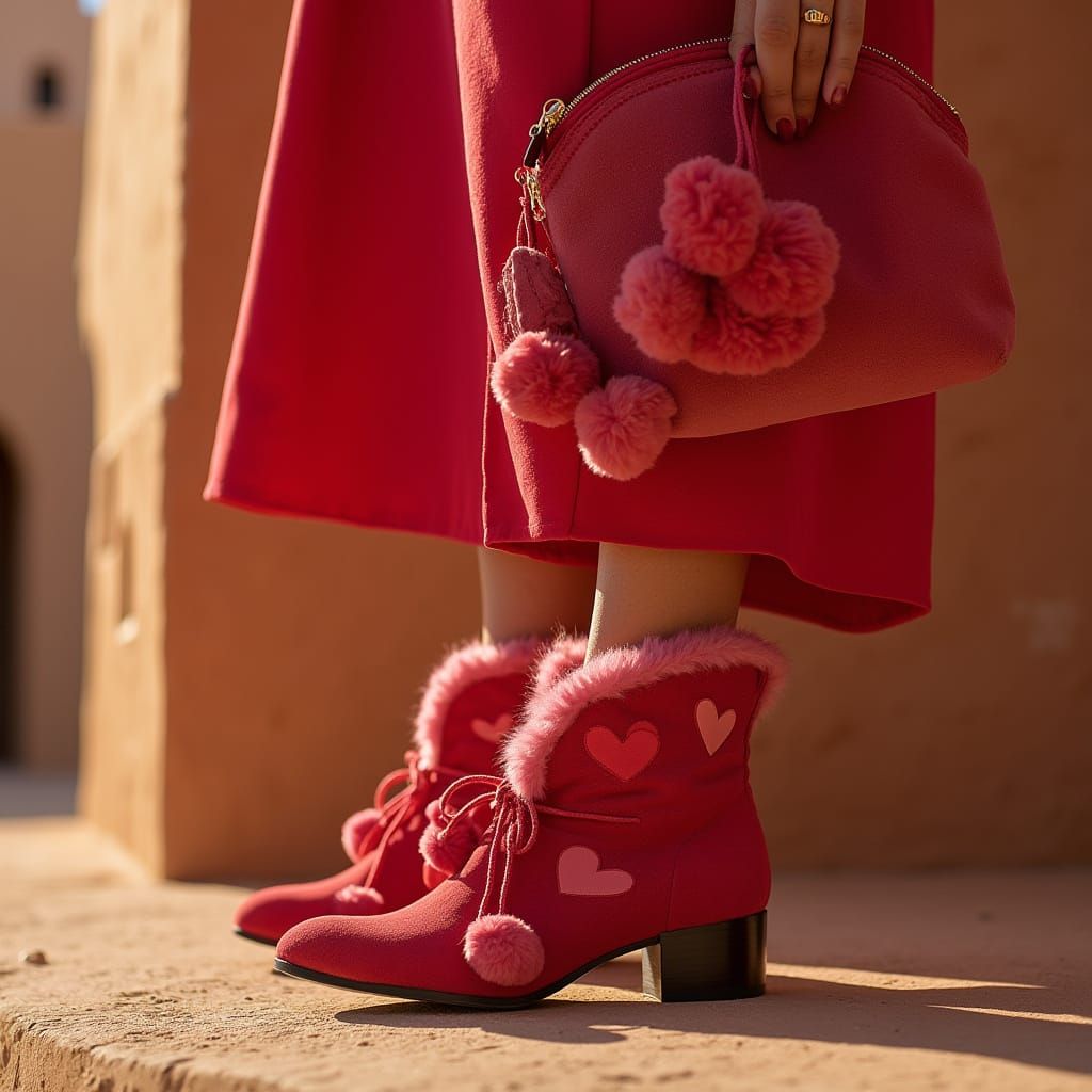 Suede Ankle Booties and Clutch Set in Moroccan Sunset