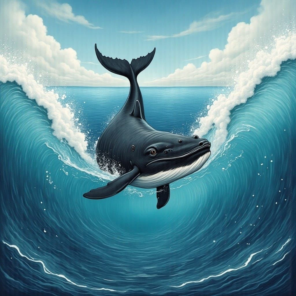 Killer Whale Leaps from a Tidal Wave