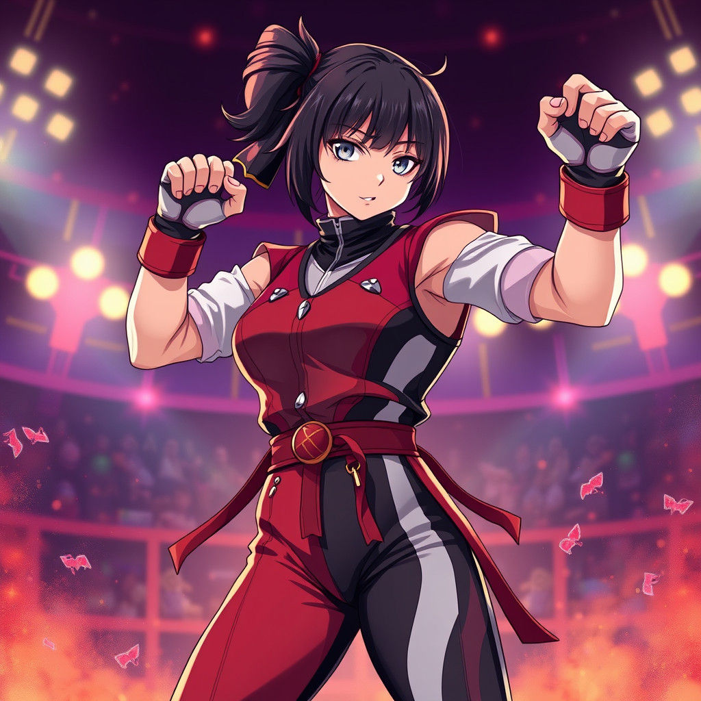 Triumphant Montenegrin Fighter in Studio Trigger Anime Style
