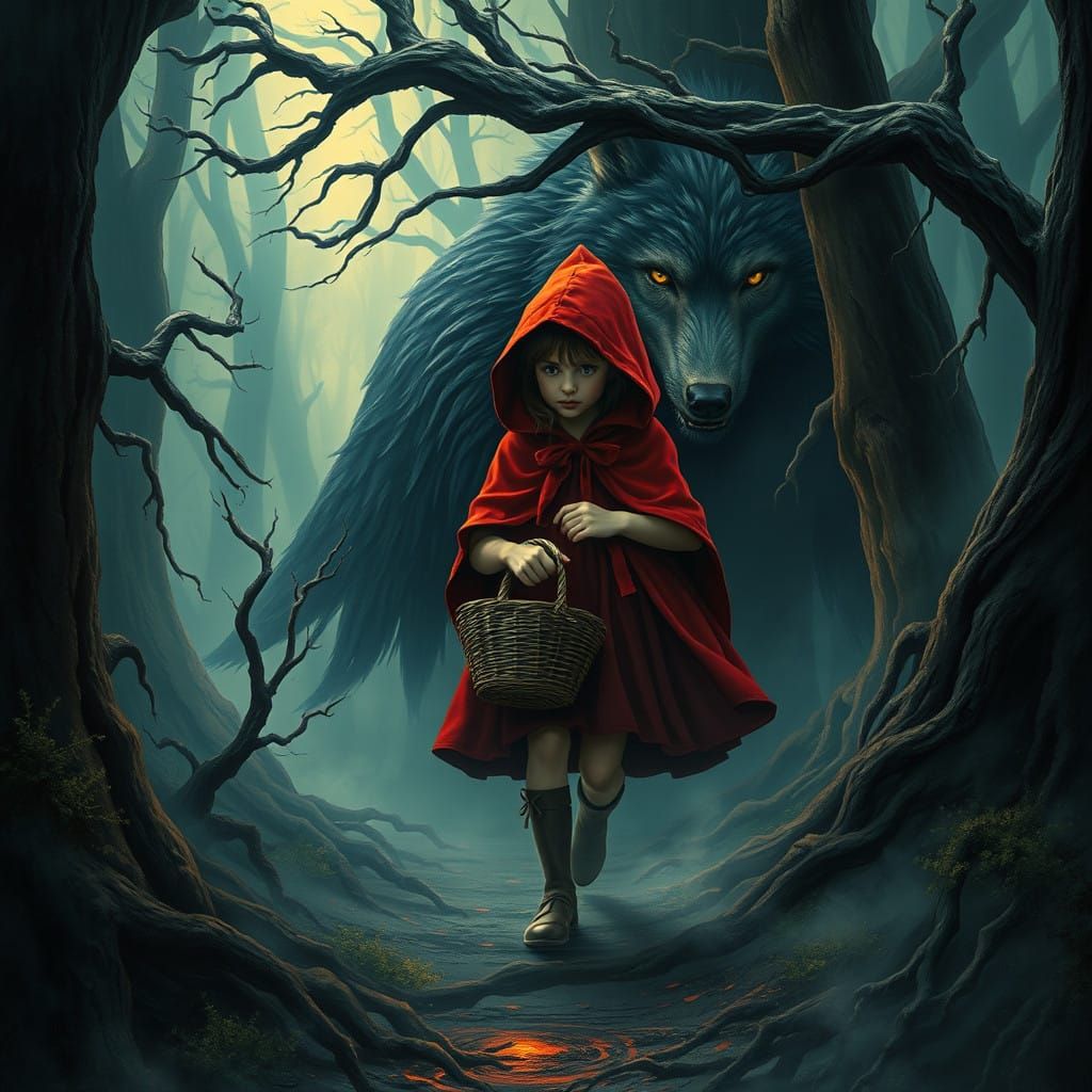 Mystical Forest Encounter in Dark Fantasy Style