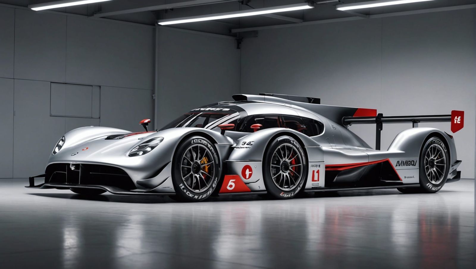 Futuristic Mercedes Race Car in Red Light Studio