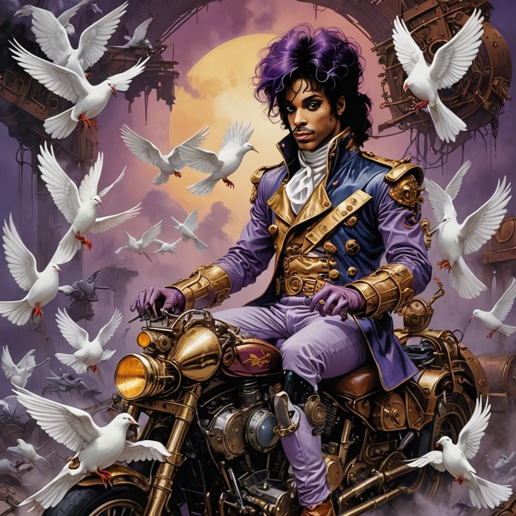 Prince as Steampunk Engine in Roger Dean Style