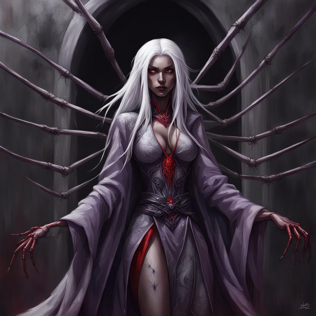 Attractive Dark Elf Emerges from Shadows