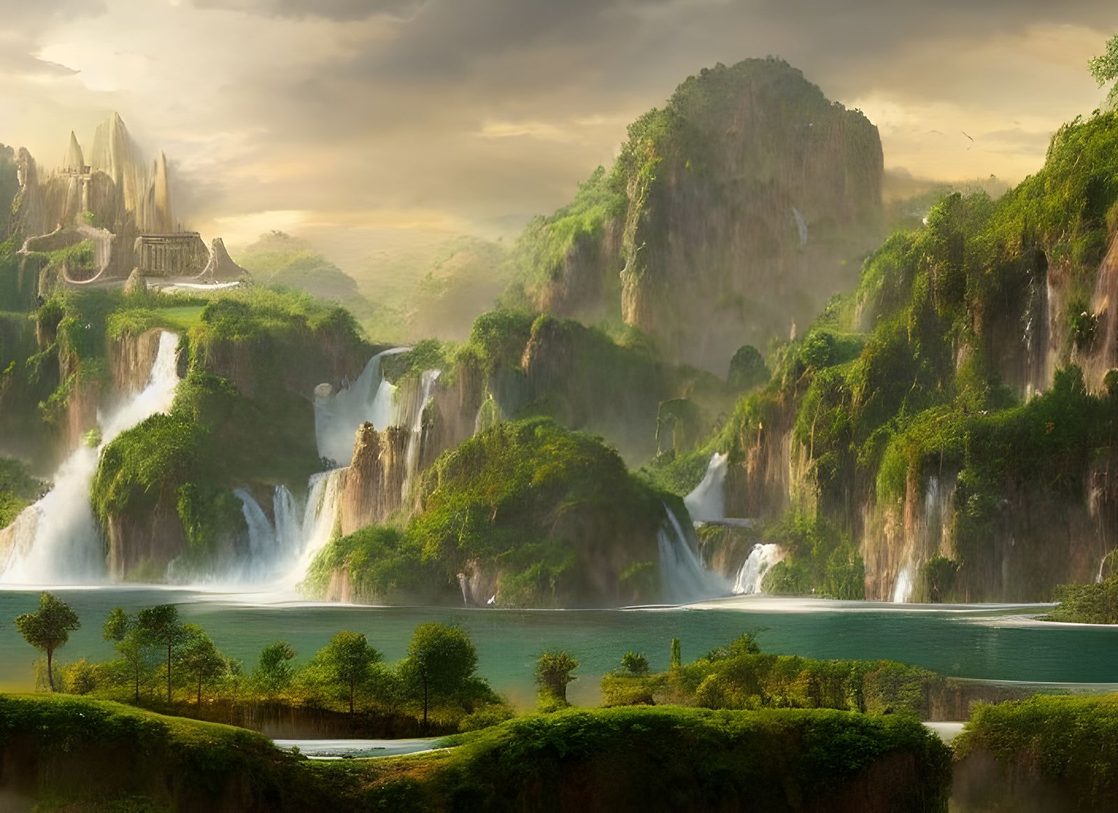Magical Kingdom with Floating Cornfields: Matte Painting