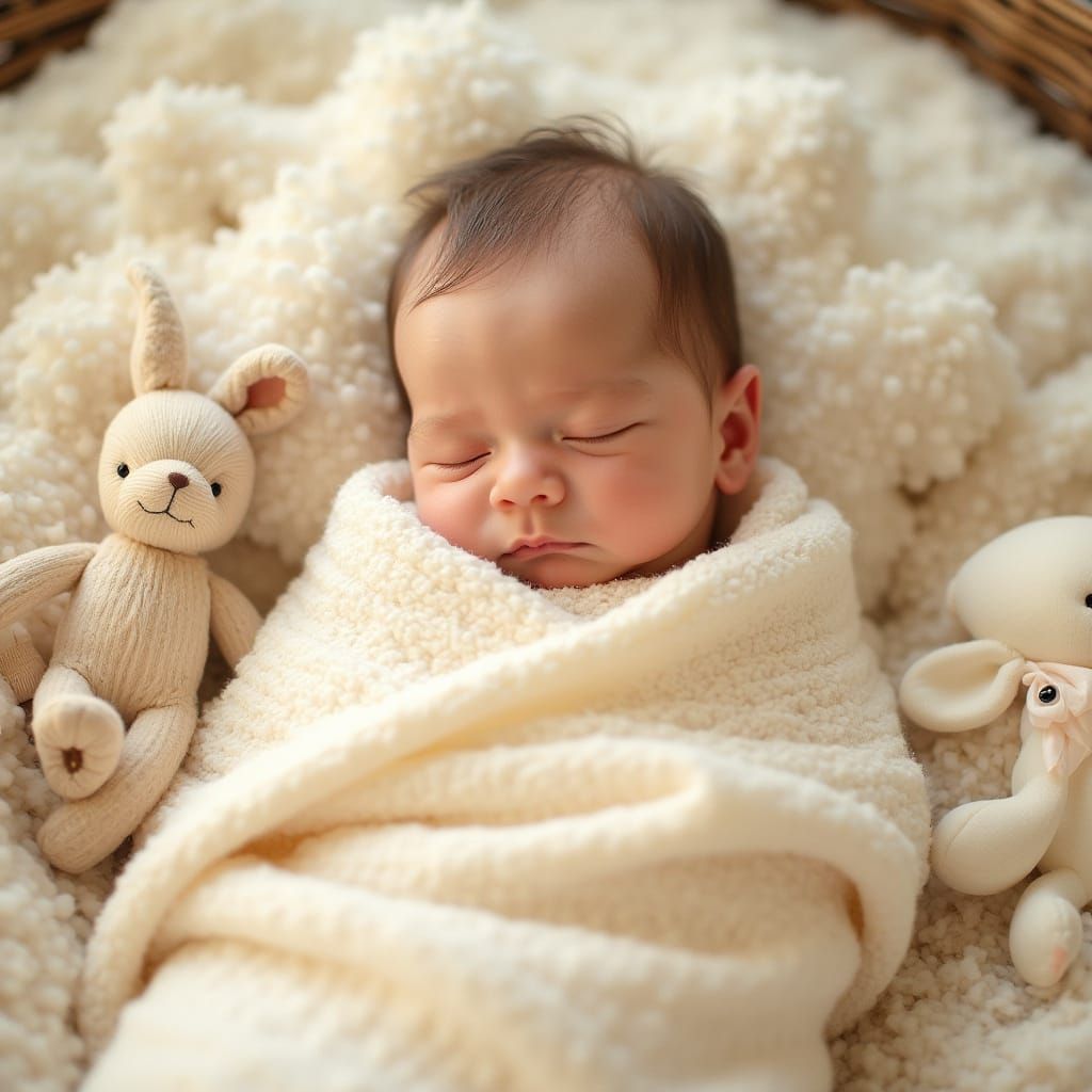 Serene Baby in Dreamy Watercolor Atmosphere