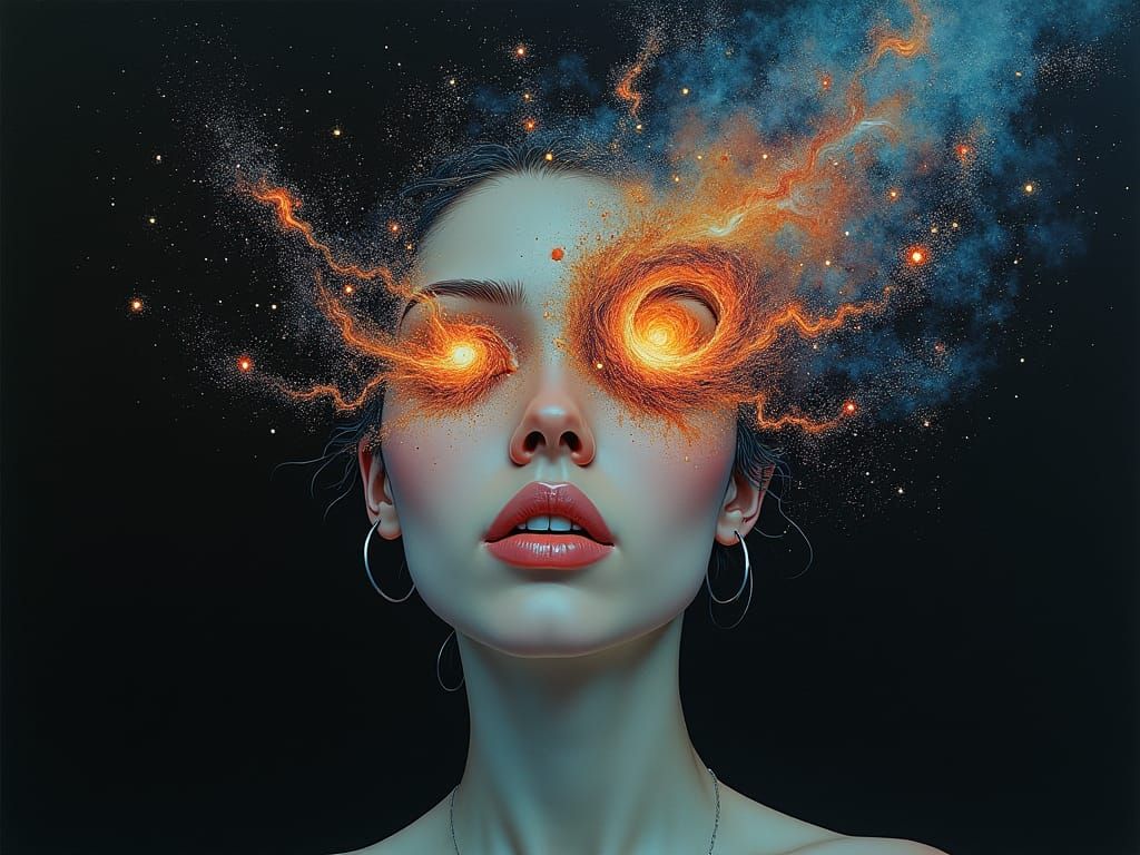 Woman with Galaxy Eyes: A Cosmic Portrait