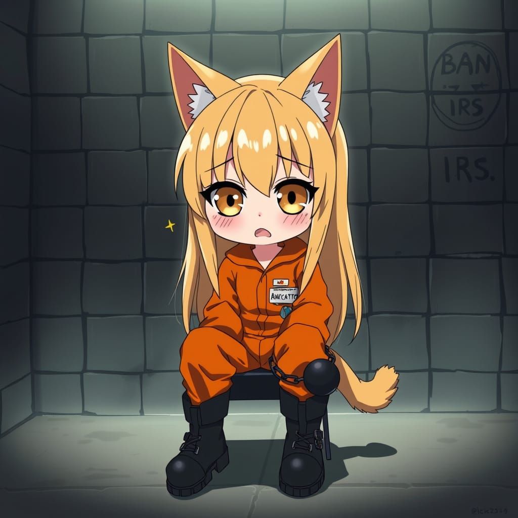 Moody Anime Catgirl in Solitary Confinement