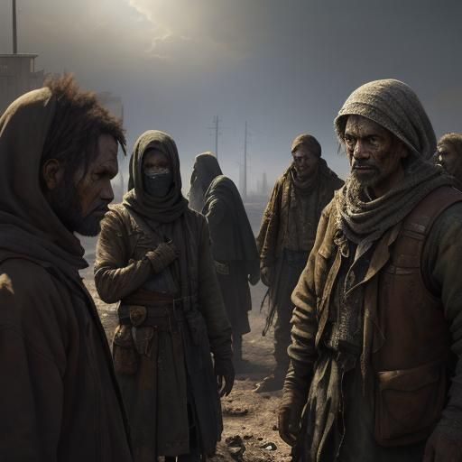 Resilient Refugees in Desolate Landscape: Hyperrealistic Art