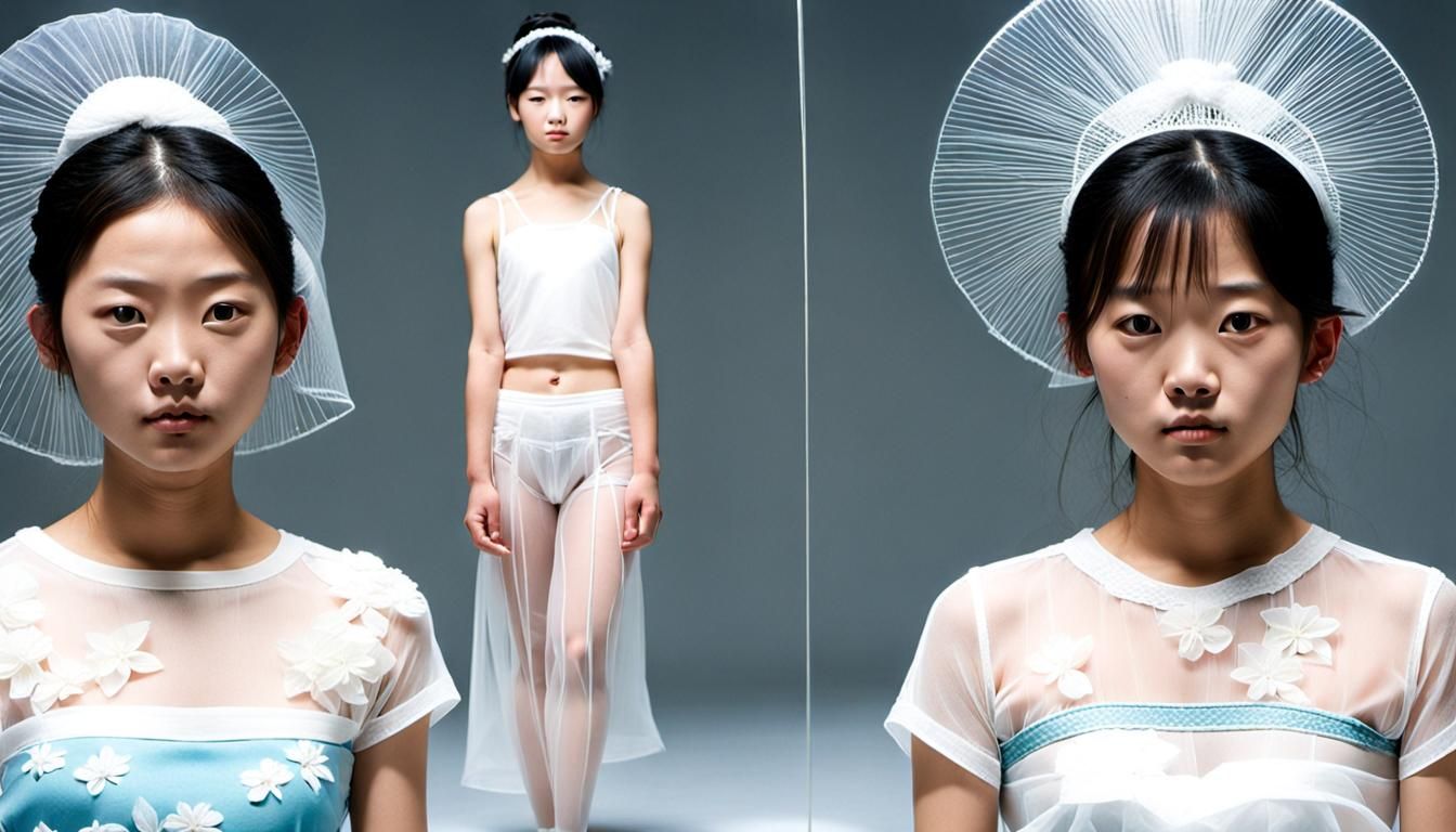 Provocative Japanese Woman in Transparent Clothing