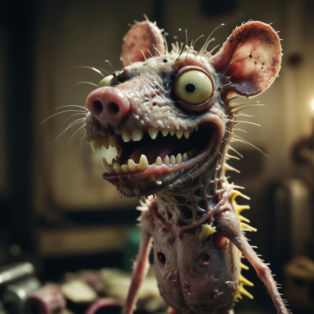Unsettling Spongebob Rat Hybrid in Analog Horror Style