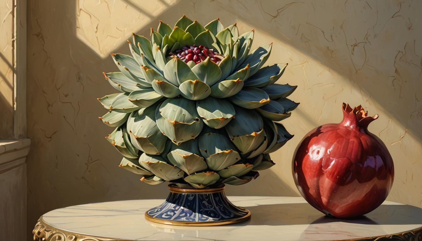 Surreal Vegetable Still Life in Digital Art Style