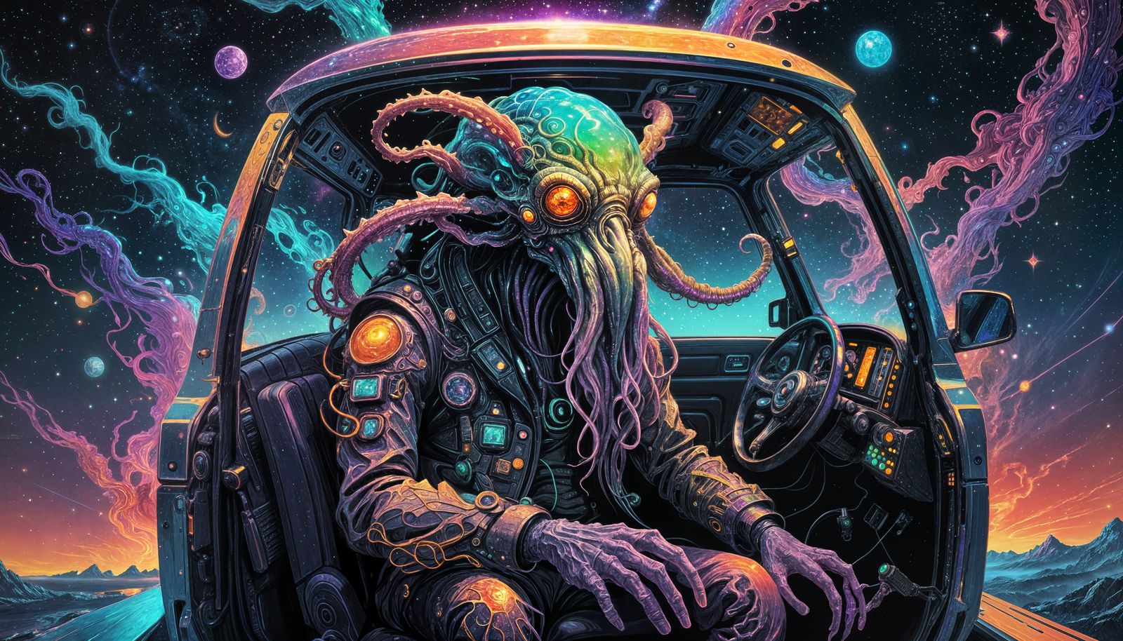 Eldritch Sci-Fi Van Art in Pop Art Style
