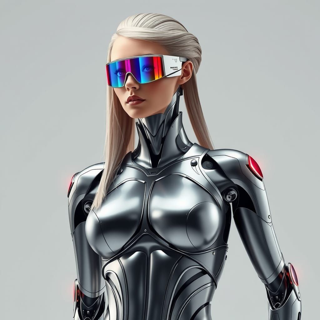 Futuristic Bionic Woman in Cyberpunk Style
