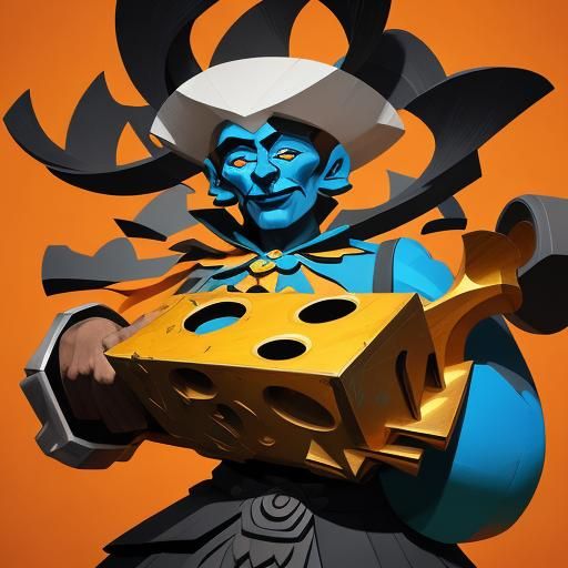 Cubist Face with Beer Stein in Vibrant Colors