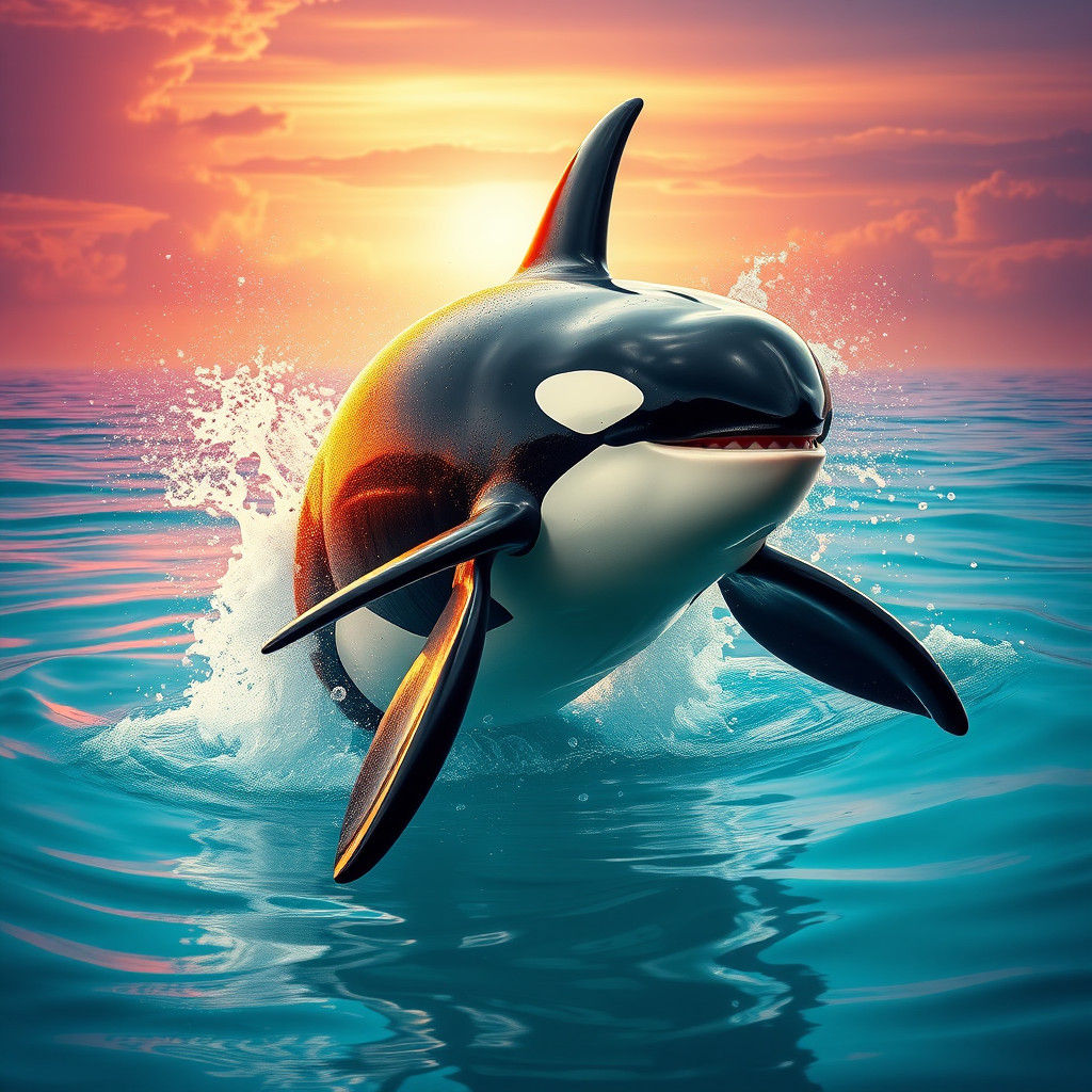 Majestic Orca Leaps from Turquoise Water