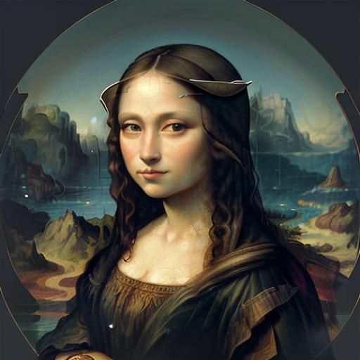 Otter as Mona Lisa Portrait in Art Nouveau Style