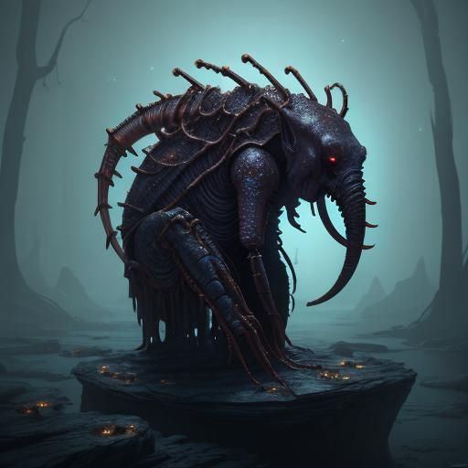 Bioluminescent Parasite Concept Art in Dark Fantasy Style