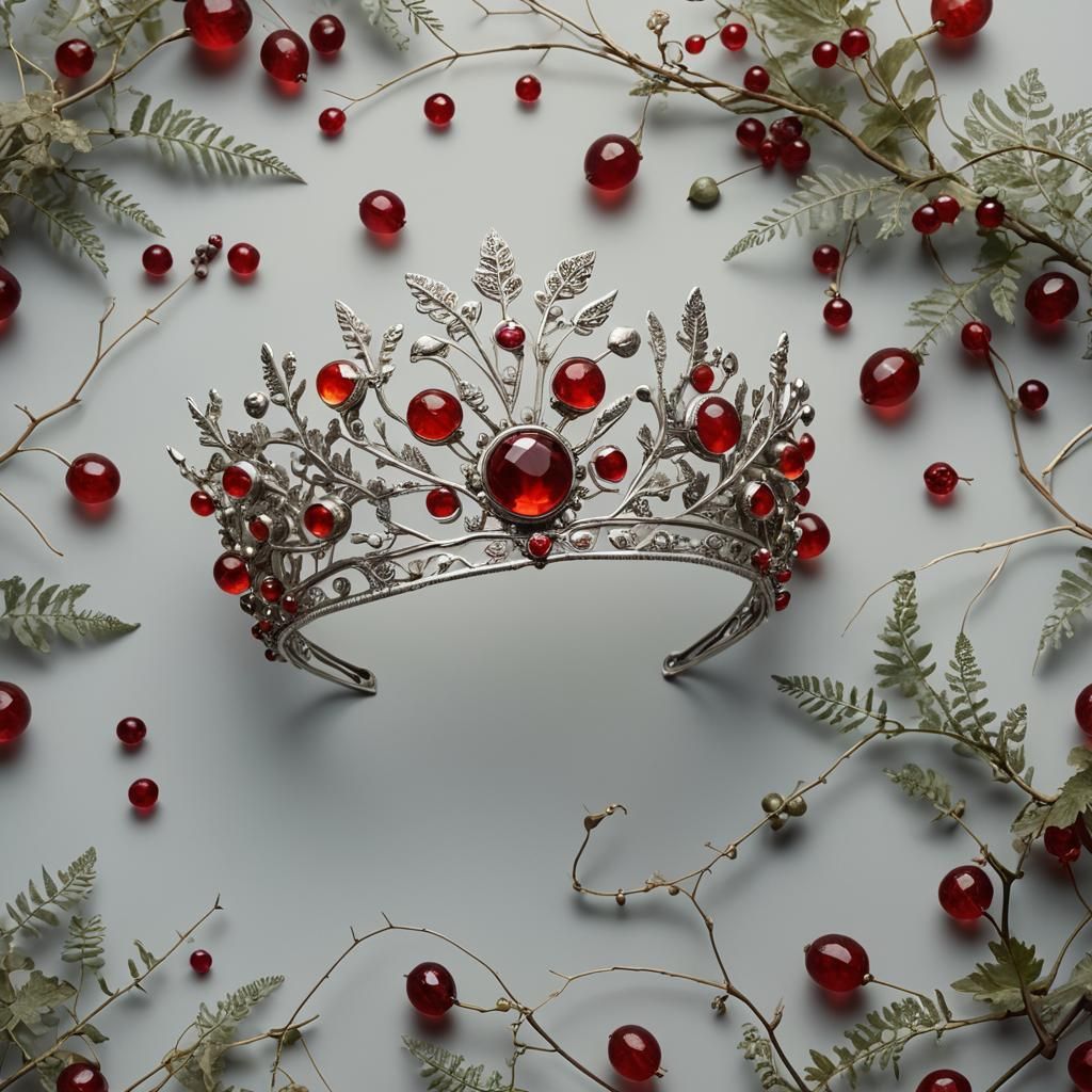 Silver Tiara Inspired by Chinese Lanterns and Ferns