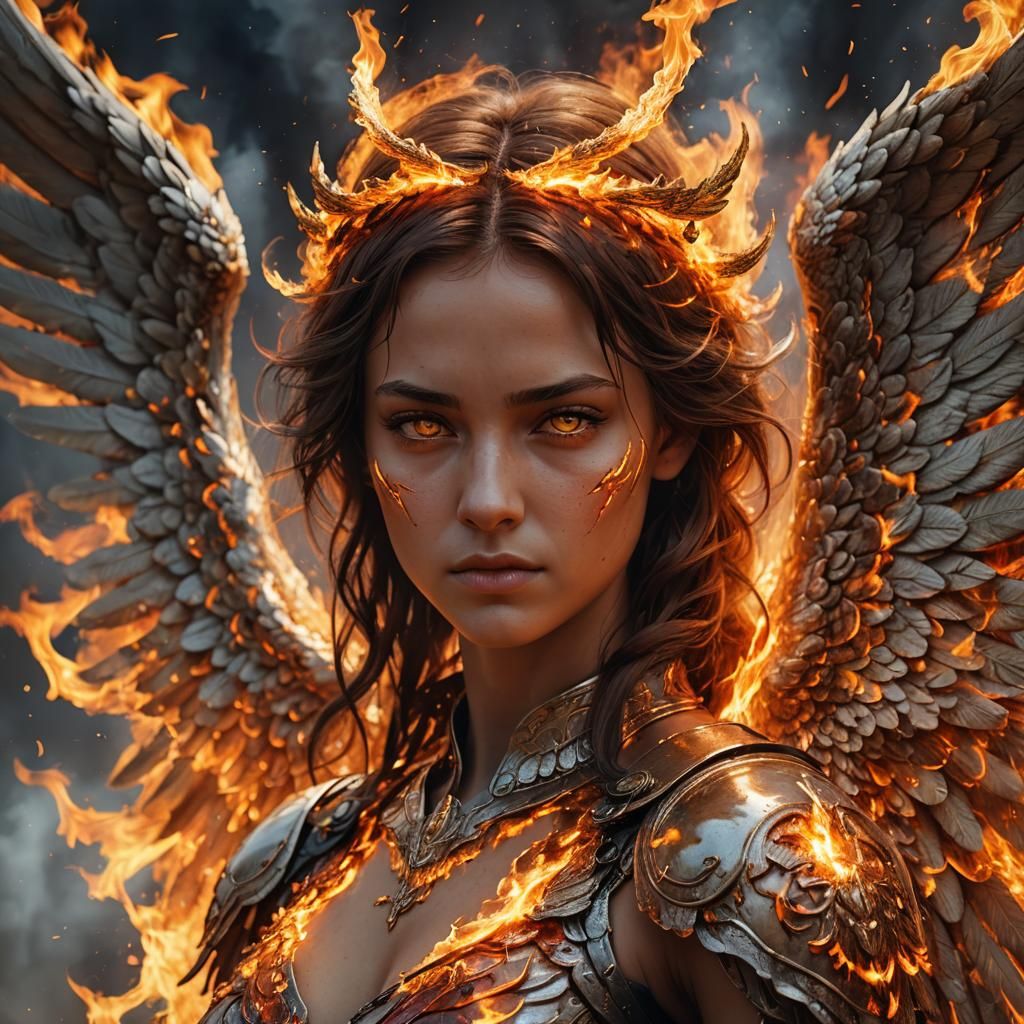 Fiery Angel Close-Up Portrait in High Definition