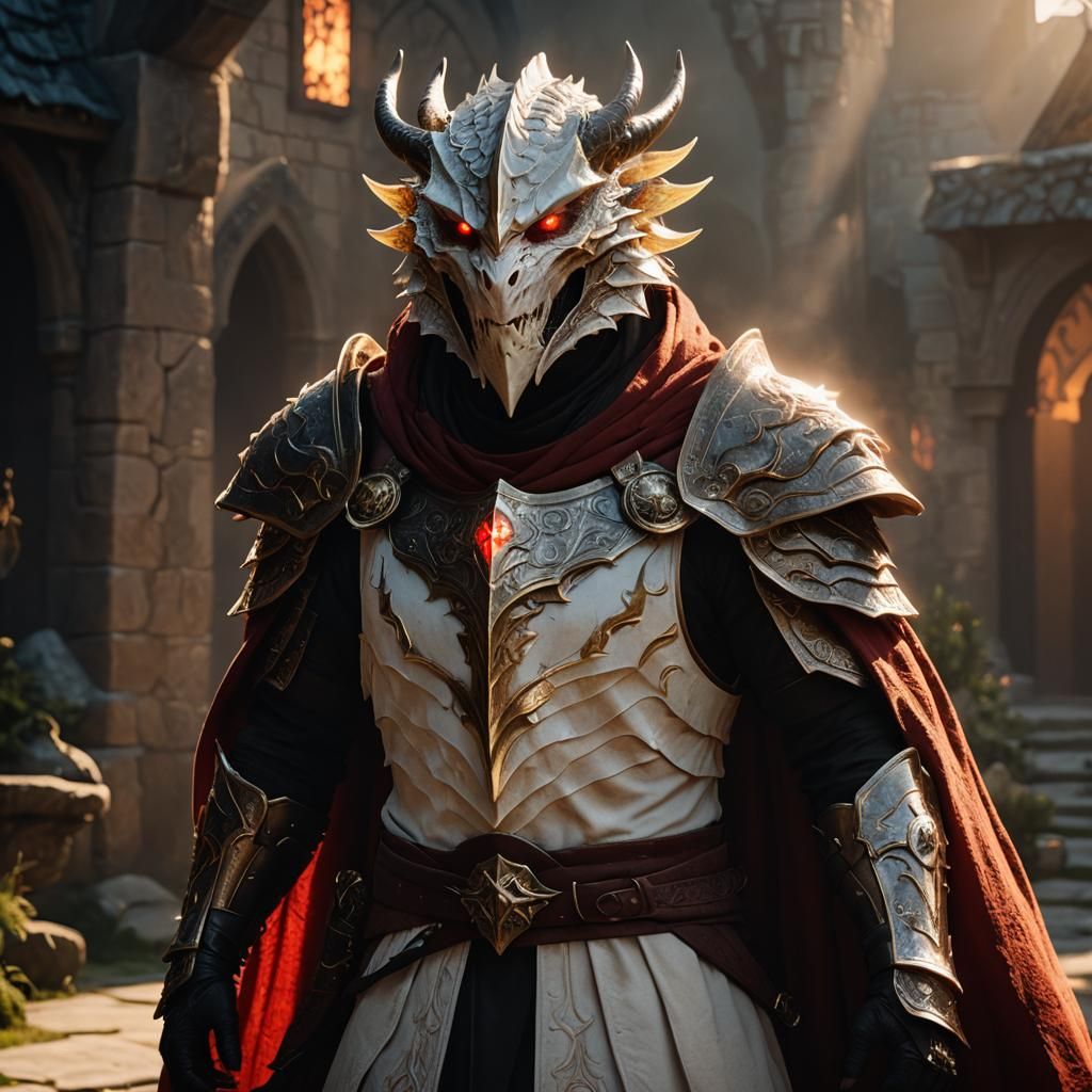 Heroic Dragonborn Paladin in Golden Hour Light