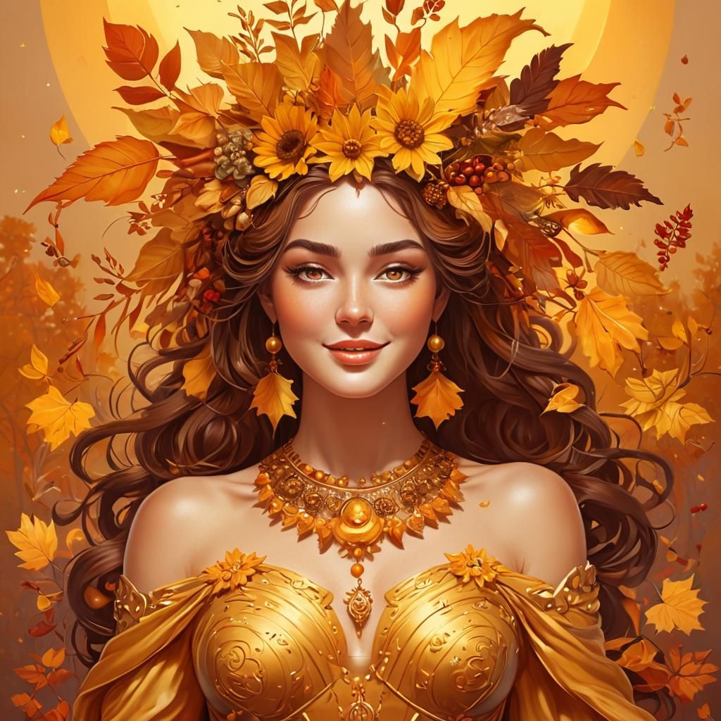 Autumn Goddess in Golden Hour Hues