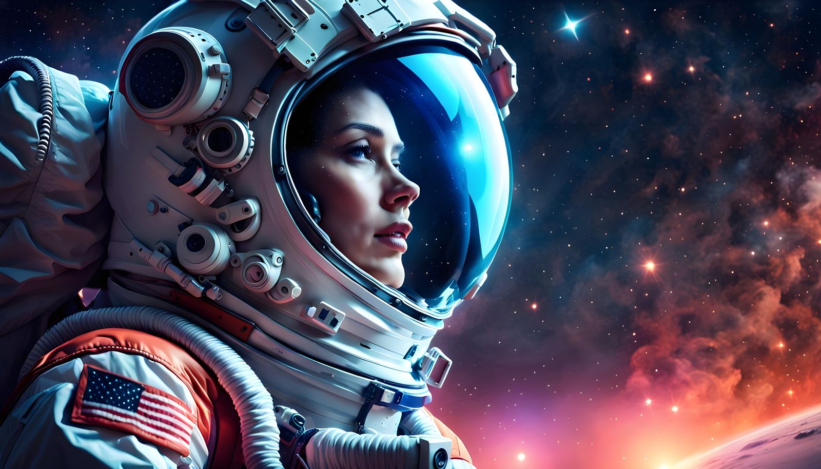 Astronaut Under Stars: Hyperrealistic Digital Art