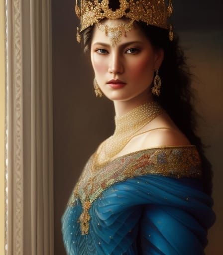 Mountain Goddess Portrait in Hyperrealistic Style