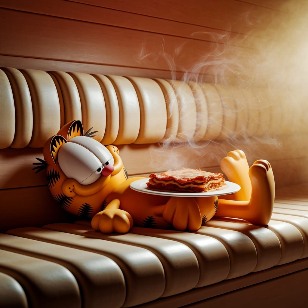 Cat's Lasagna Haven in a Warm Sauna