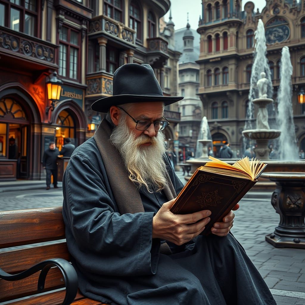 Elder Mystic in Bustling Town Square