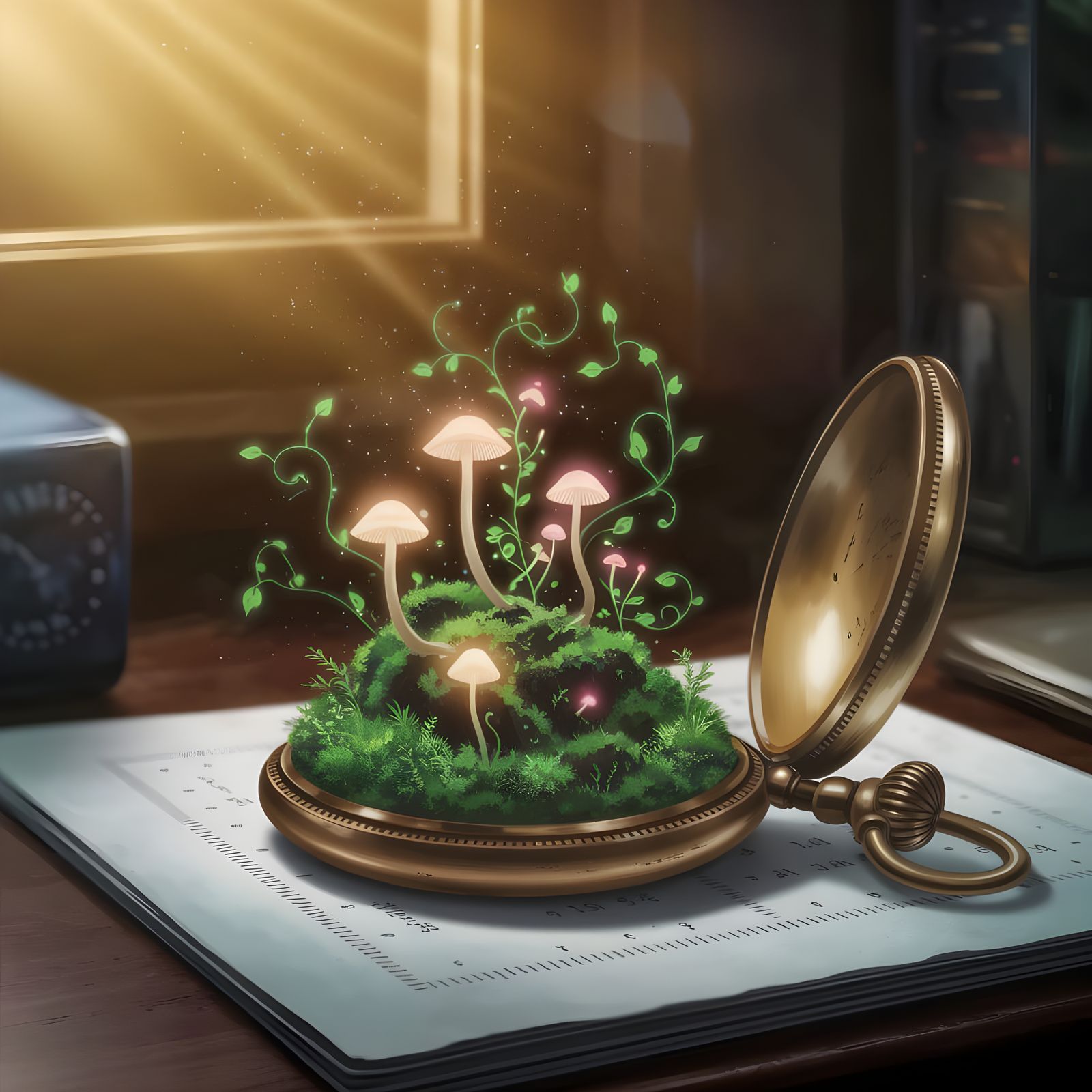 Enchanted Forest Inside Vintage Pocket Watch