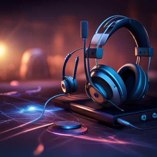 Podcast Setup: Microphone and Headphones in Matte Painting