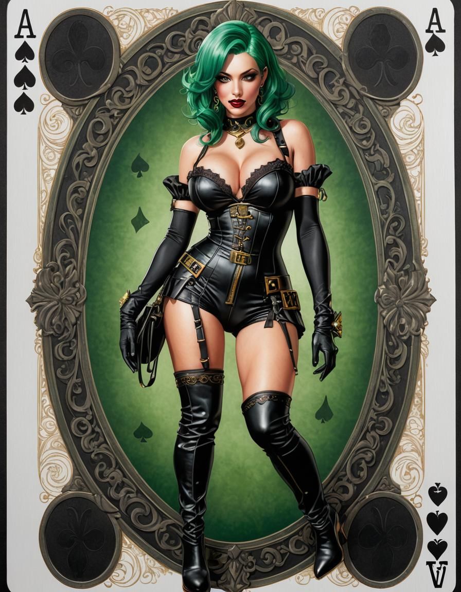 Pinup Girl on Ace of Spades Playing Card