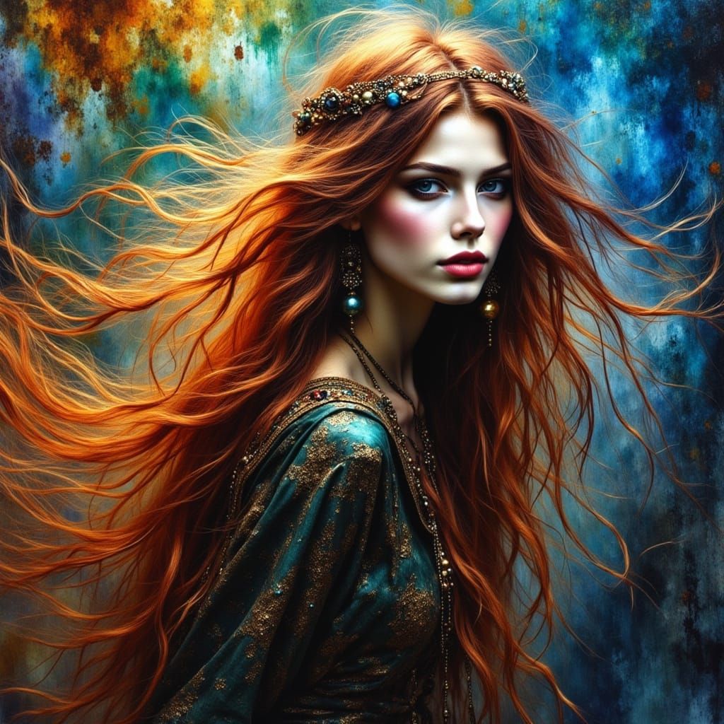 Queen of Swords in Hyperrealistic Splash Art Style