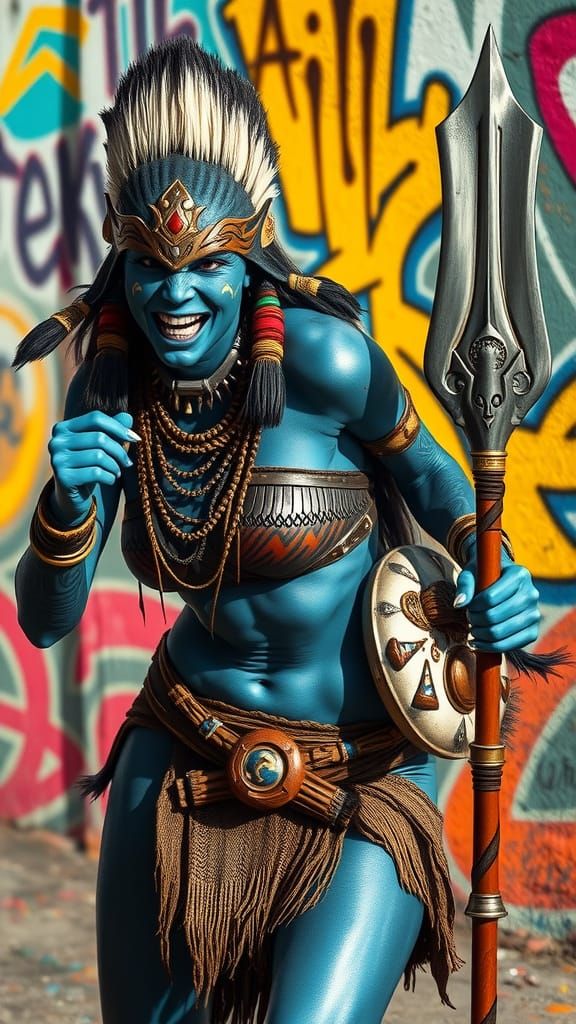 Cyberpunk Warrior Goddess in Hyperrealistic Attire