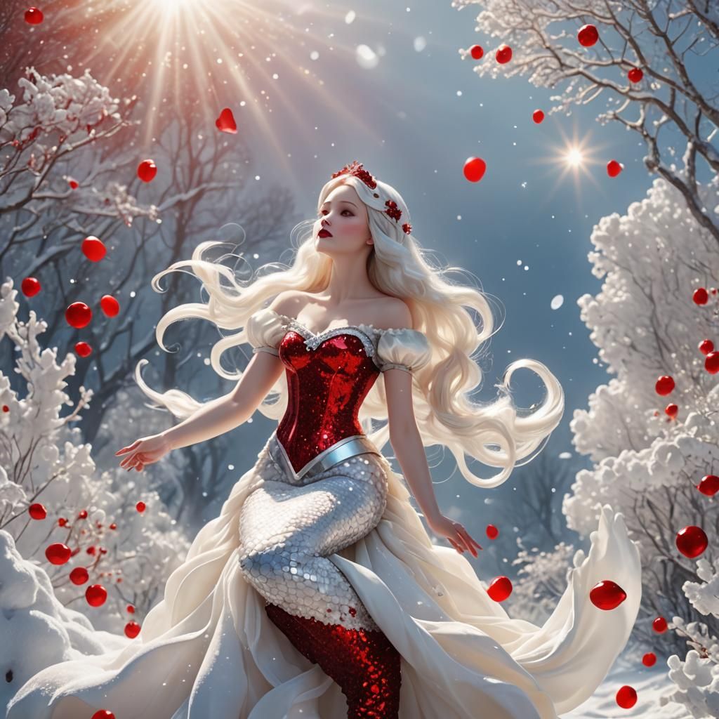 Snow White Space Mermaid with Sparkles