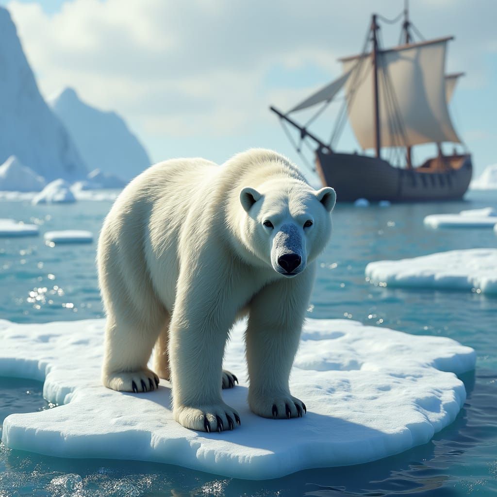 Polar Bear on Ice: Detailed Matte Painting