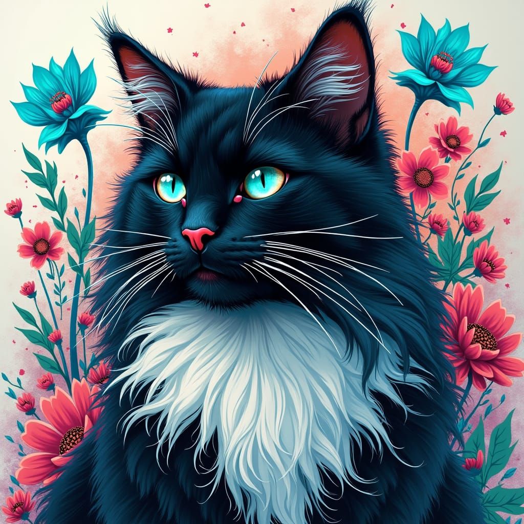 Kaleidoscope Cat: A Majestic Feline in Vibrant Art