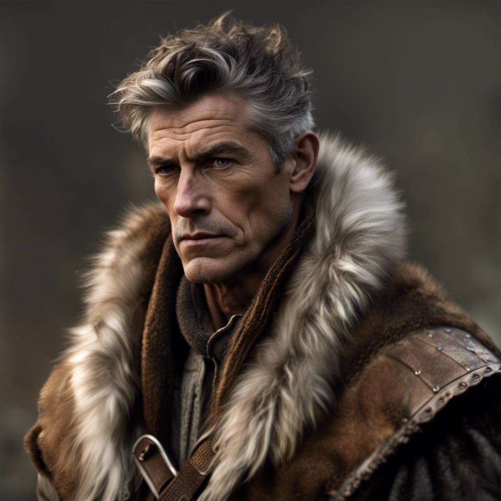 Rugged Male Warrior in Furs