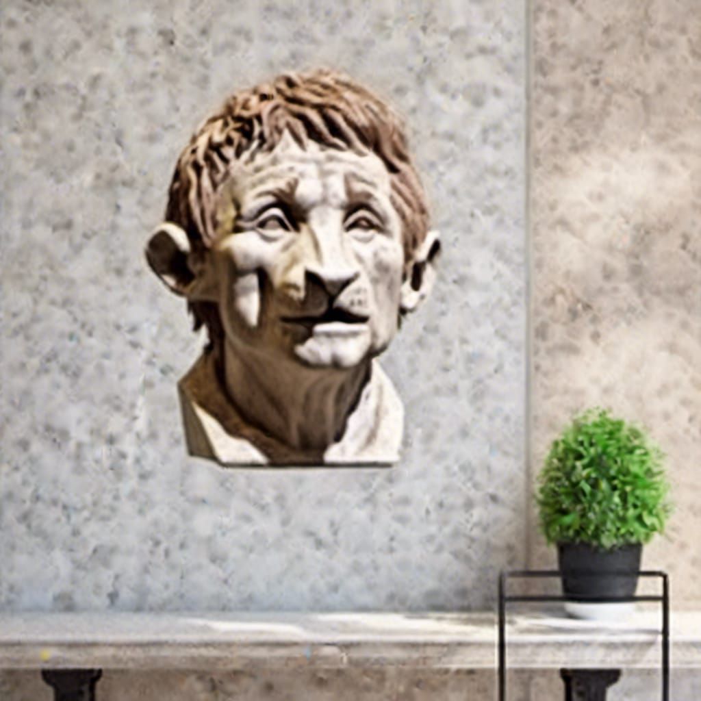 Photorealistic Stone Sculpture of Rat Bust