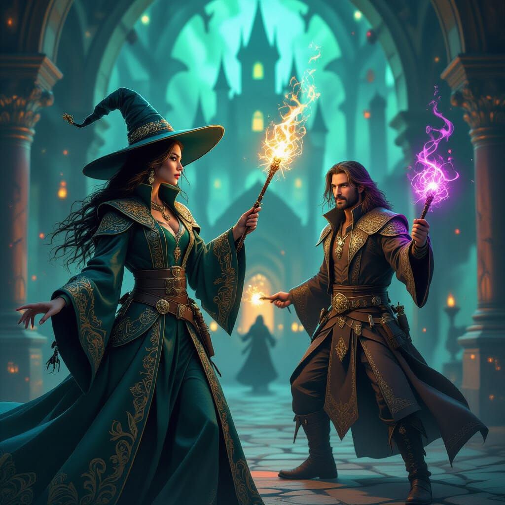 Wizards Battle Evil Spirits in Steampunk Castle