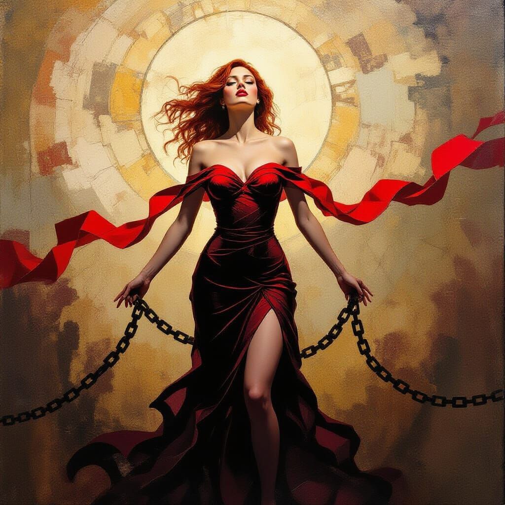 Empowered Woman Reborn in Neo-Expressionist Style