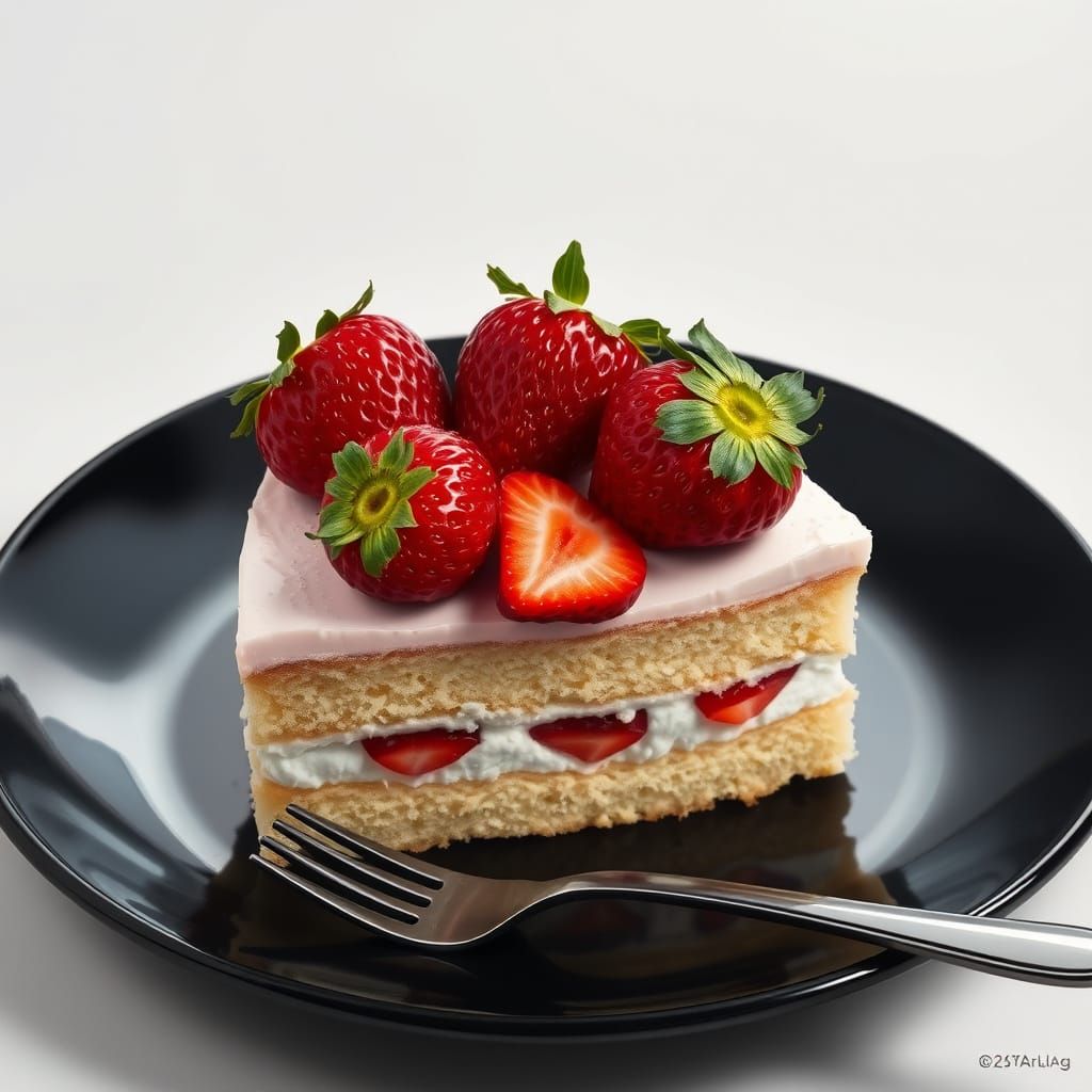 Surreal Strawberry Cake in Photorealistic Style