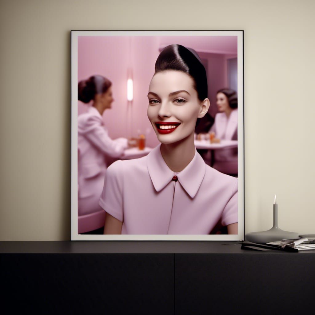 Photorealistic Portrait of Woman in Cafe